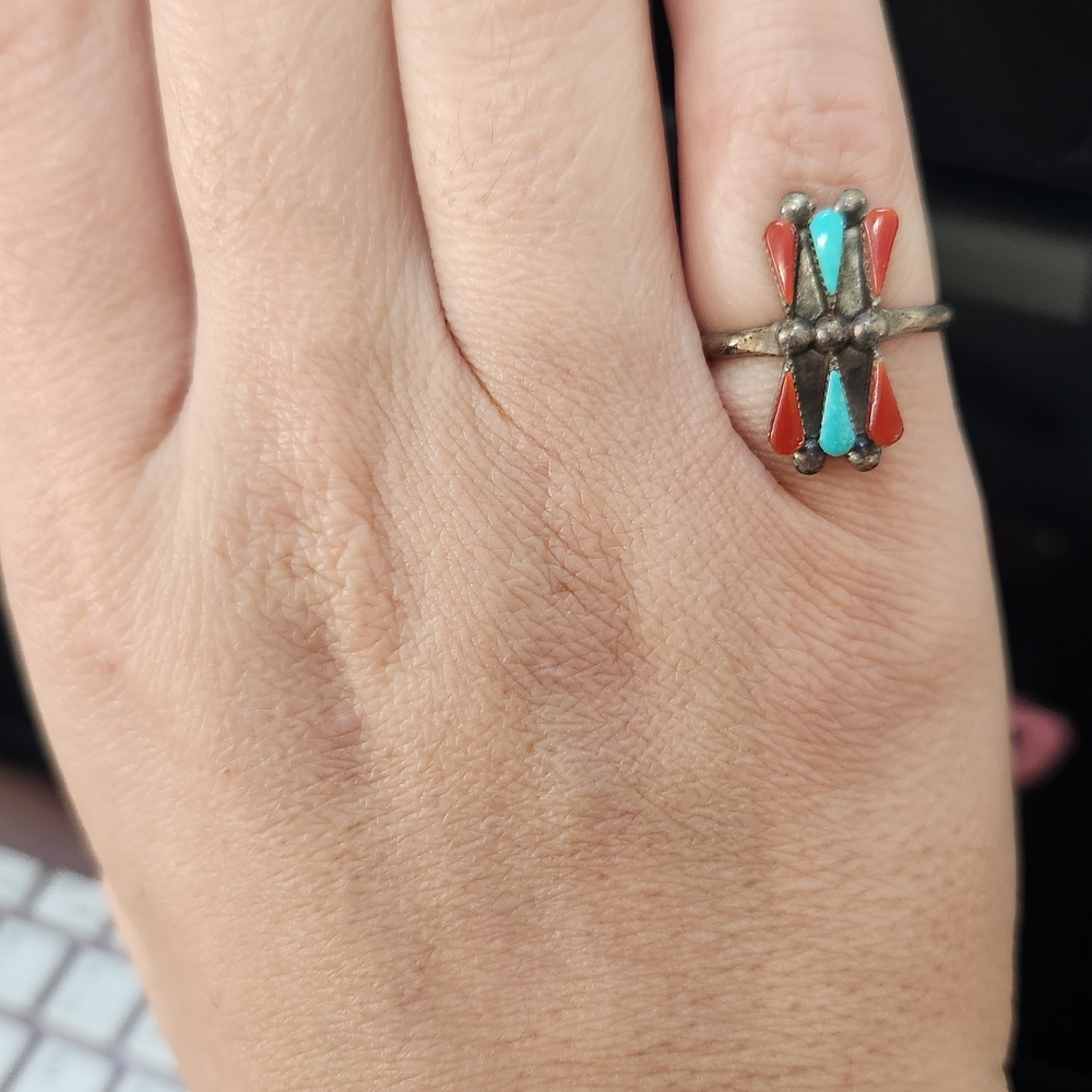 Turquoise and Red Women's Ring
